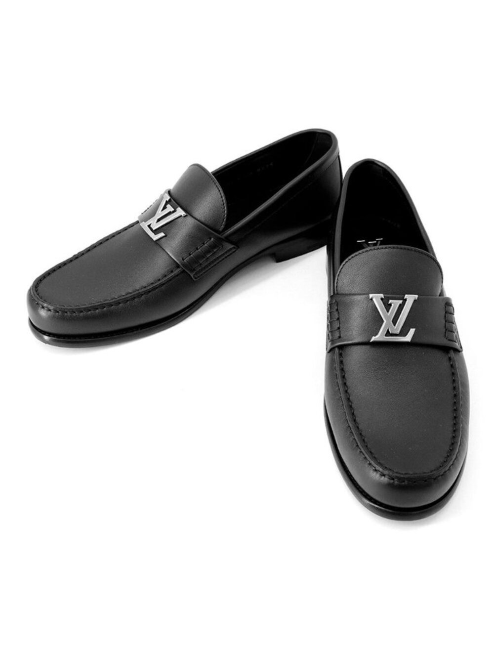 Louis Vuitton Loafers Major Plain Calfskin Shoes Black 8.5